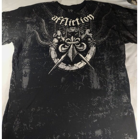 RARE! Affliction x Static X Collab Size 3XL XXXL Y2K  Biker Vintage Insa… - Picture 2 of 11